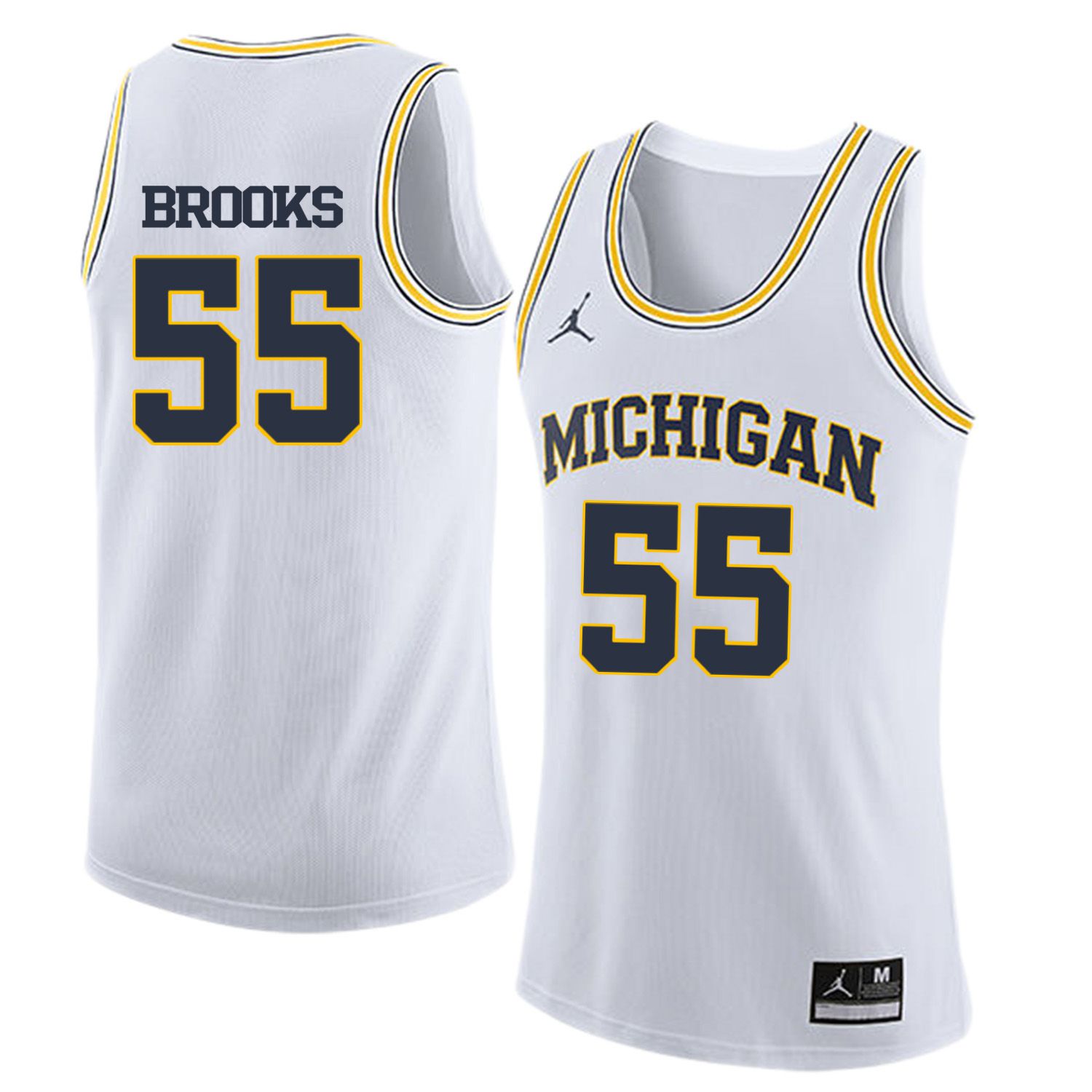 Men Jordan University of Michigan Basketball White #55 Brooks Customized NCAA Jerseys